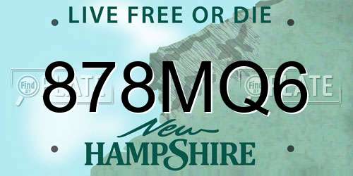 878MQ6 New Hampshire License Plate