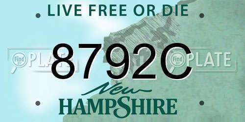 8792C New Hampshire License Plate