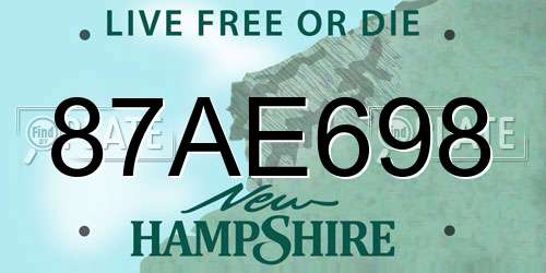 87AE698 New Hampshire License Plate