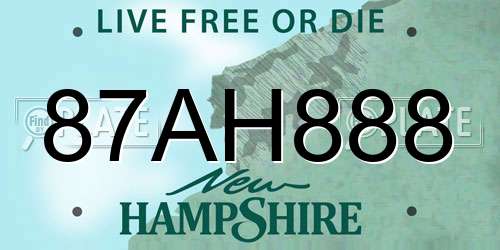87AH888 New Hampshire License Plate