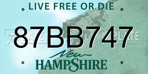87BB747 New Hampshire License Plate