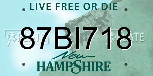 87BI718 New Hampshire License Plate