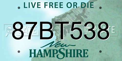 87BT538 New Hampshire License Plate