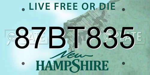 87BT835 New Hampshire License Plate