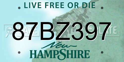 87BZ397 New Hampshire License Plate