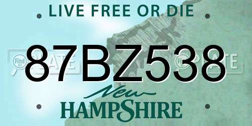 87BZ538 New Hampshire License Plate