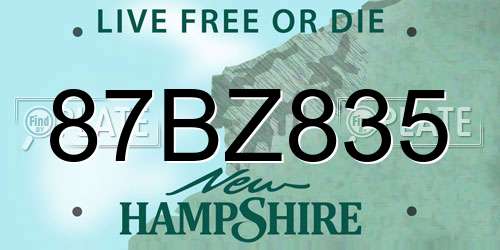 87BZ835 New Hampshire License Plate