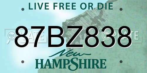 87BZ838 New Hampshire License Plate