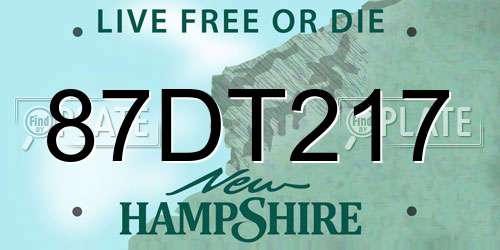 87DT217 New Hampshire License Plate