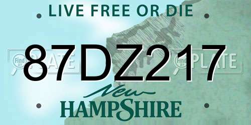 87DZ217 New Hampshire License Plate