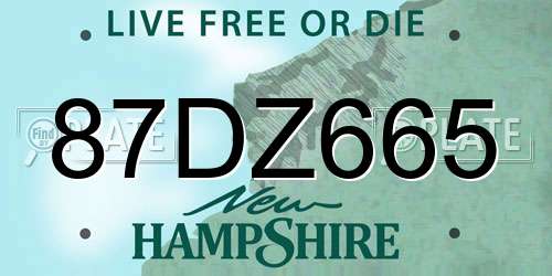 87DZ665 New Hampshire License Plate