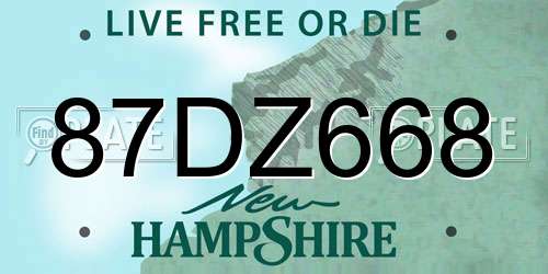 87DZ668 New Hampshire License Plate