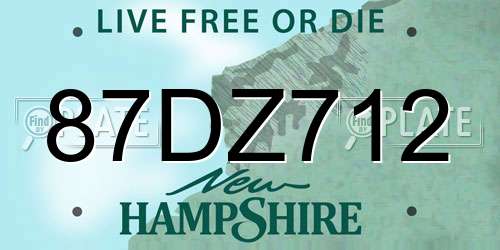 87DZ712 New Hampshire License Plate