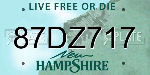 87DZ717 New Hampshire License Plate