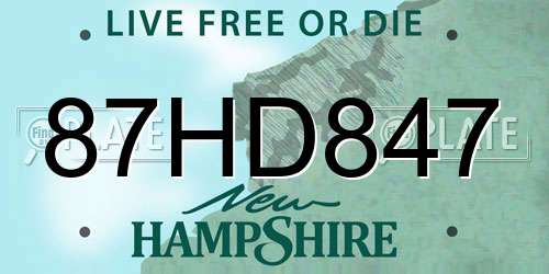 87HD847 New Hampshire License Plate