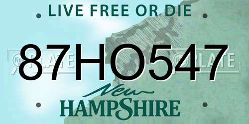 87HO547 New Hampshire License Plate