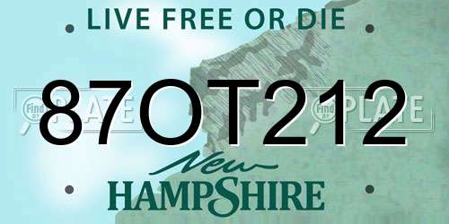 87OT212 New Hampshire License Plate