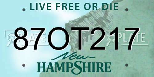 87OT217 New Hampshire License Plate