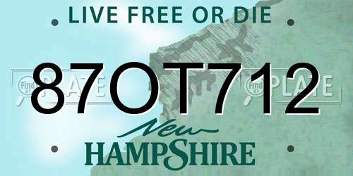 87OT712 New Hampshire License Plate
