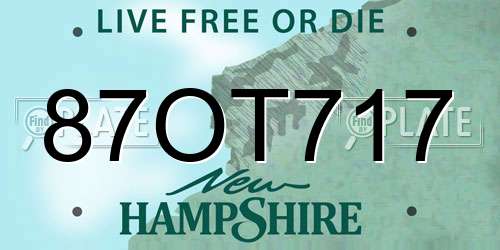 87OT717 New Hampshire License Plate