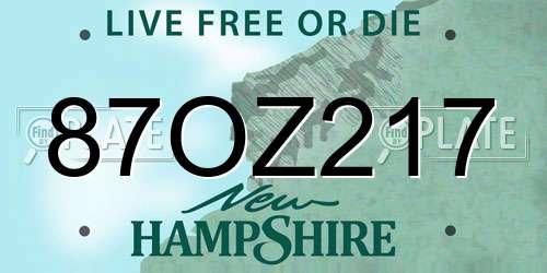 87OZ217 New Hampshire License Plate