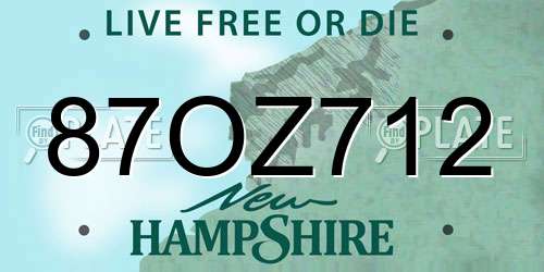 87OZ712 New Hampshire License Plate