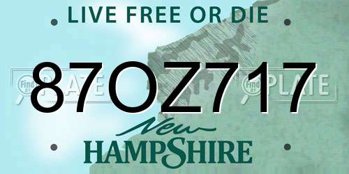 87OZ717 New Hampshire License Plate