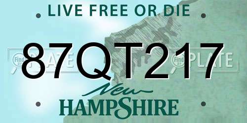 87QT217 New Hampshire License Plate