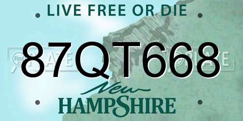 87QT668 New Hampshire License Plate