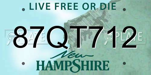 87QT712 New Hampshire License Plate