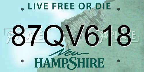 87QV618 New Hampshire License Plate