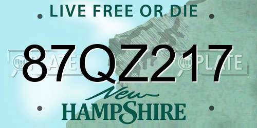 87QZ217 New Hampshire License Plate
