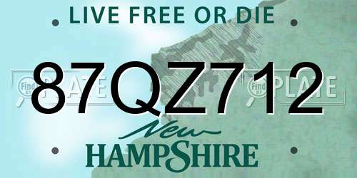 87QZ712 New Hampshire License Plate