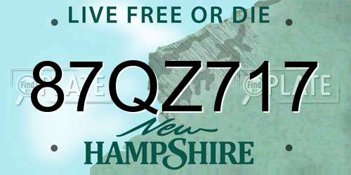 87QZ717 New Hampshire License Plate