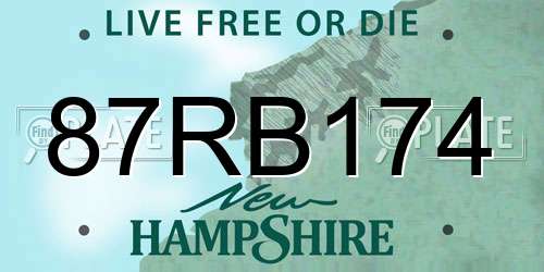 87RB174 New Hampshire License Plate
