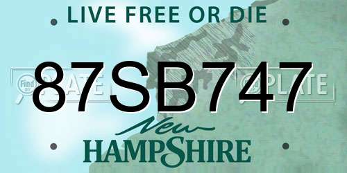 87SB747 New Hampshire License Plate