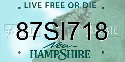 87SI718 New Hampshire License Plate