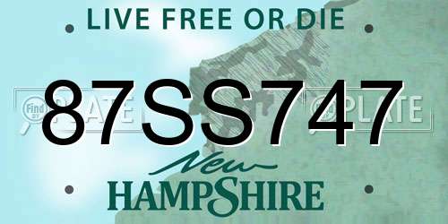 87SS747 New Hampshire License Plate