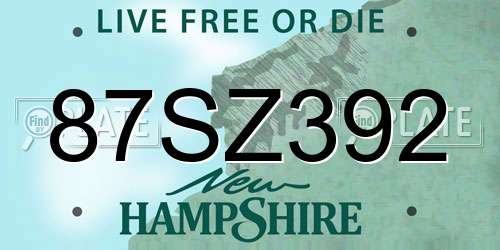87SZ392 New Hampshire License Plate