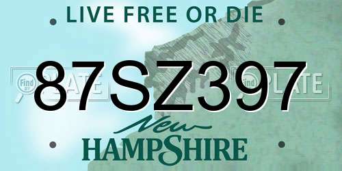 87SZ397 New Hampshire License Plate