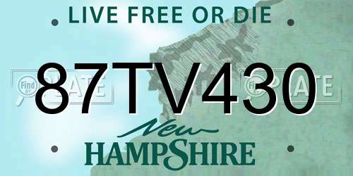 87TV430 New Hampshire License Plate