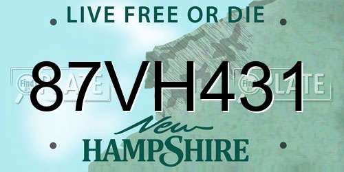 87VH431 New Hampshire License Plate