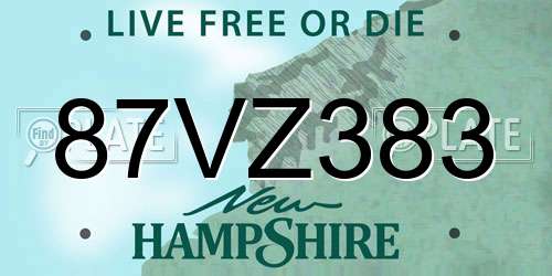 87VZ383 New Hampshire License Plate