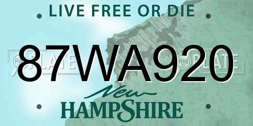 87WA920 New Hampshire License Plate