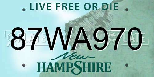 87WA970 New Hampshire License Plate