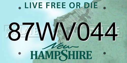 87WV044 New Hampshire License Plate