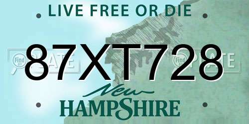 87XT728 New Hampshire License Plate