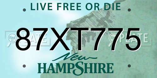 87XT775 New Hampshire License Plate