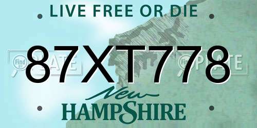 87XT778 New Hampshire License Plate