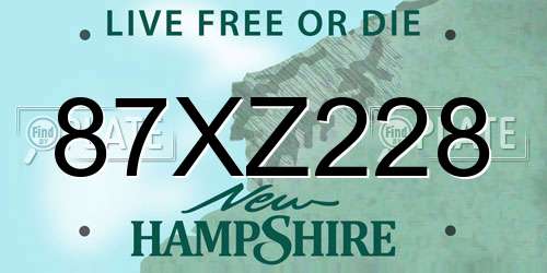 87XZ228 New Hampshire License Plate